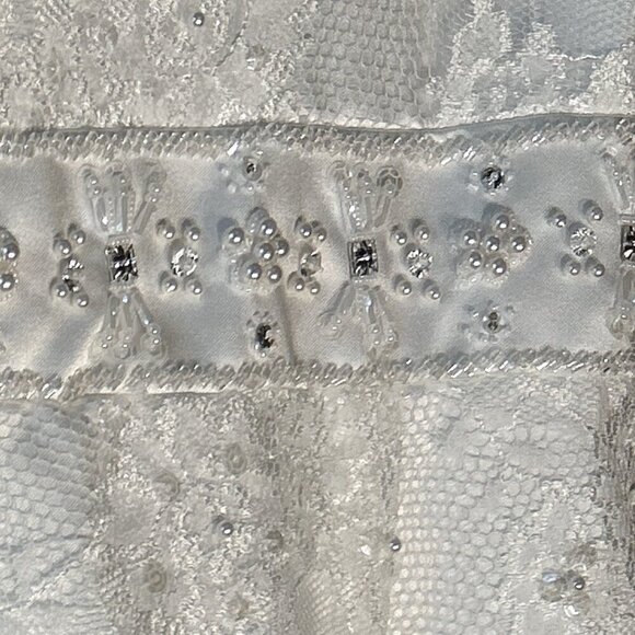 David's Bridal SZ 22 Ivory Lace Halter Cut Empire Waist Wedding Gown Romantic - Picture 9 of 13